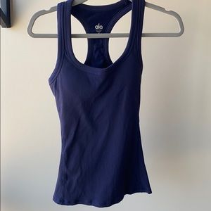 Alo Ribbed tank in Navy